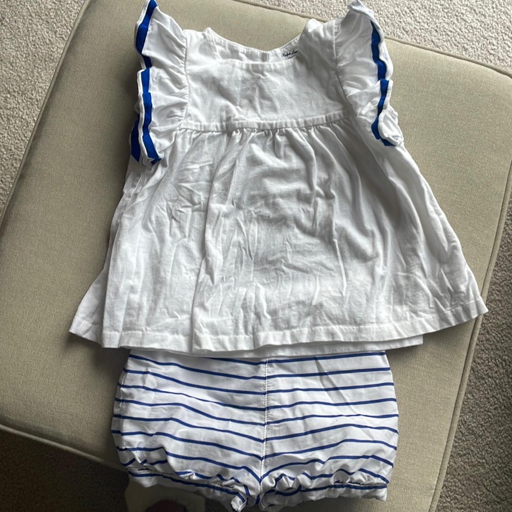 Never been worn Ralph Lauren shirt and shorts.